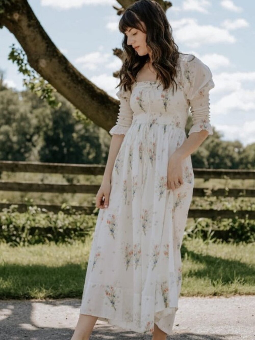 Doen Bijou floral Maxi Dress with Puff Sleeves